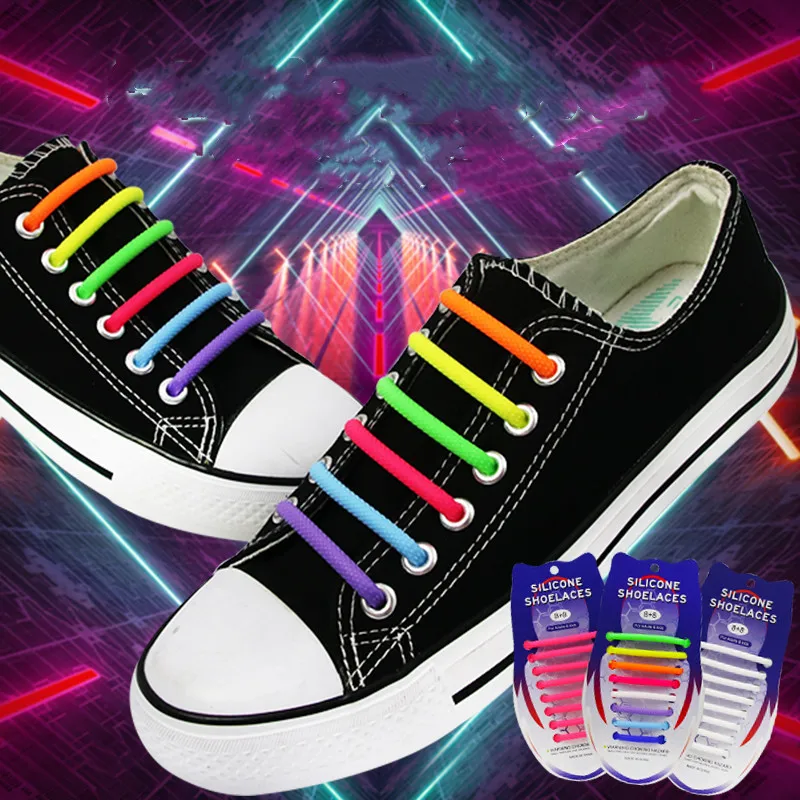 16PCS No tie Shoelaces Silicone Elastic Shoe Laces For Kids and Adult Sneakers Shoelace Quick Lazy Laces 12 Color Shoes trings