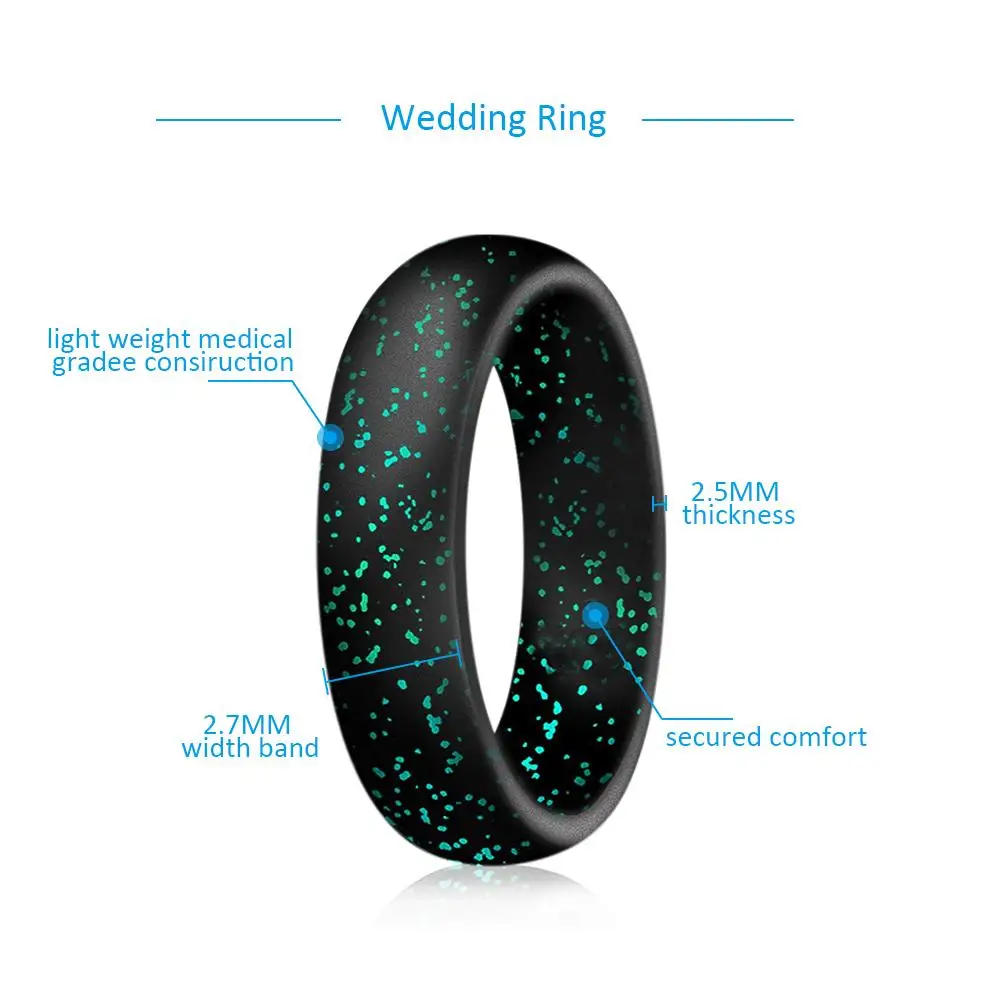 2.7mm Outdoor Silicone Glitter Ring Wide Narrow Type Couple Ring 10 PCS Thin Stackable Durable Comfortable Antibacterial Rubber