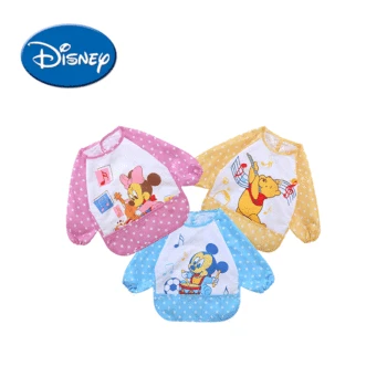 

Disney 2pcs Bibs Waterproof Backwear Mickey Miny Winnie Children's Dining Colorful Clothes Baby's Saliva Eating Cartoon Overcoat