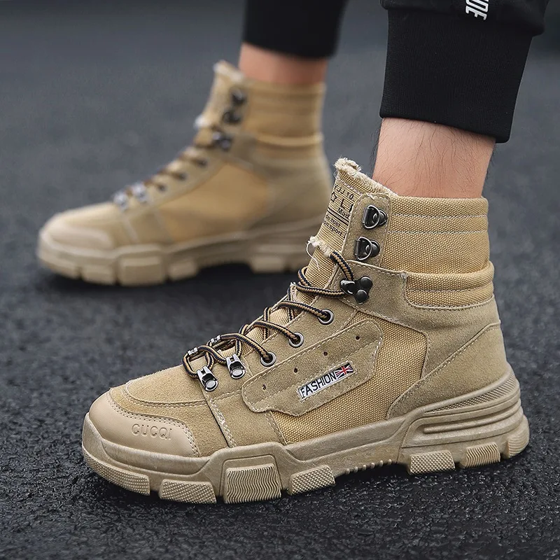 

Plus Velvet Martin Boots Men Hight-top Casual Worker Boot MEN'S SHOES 2019 Winter New Style Versitile Fashion Fashion Shoe Men's