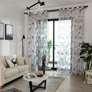 

Custom Burnout Yarn Transparent Yarn Curtain Window Screen for Living Room Bedroom Balcony Yarn Curtain Off-white Flower Yarn