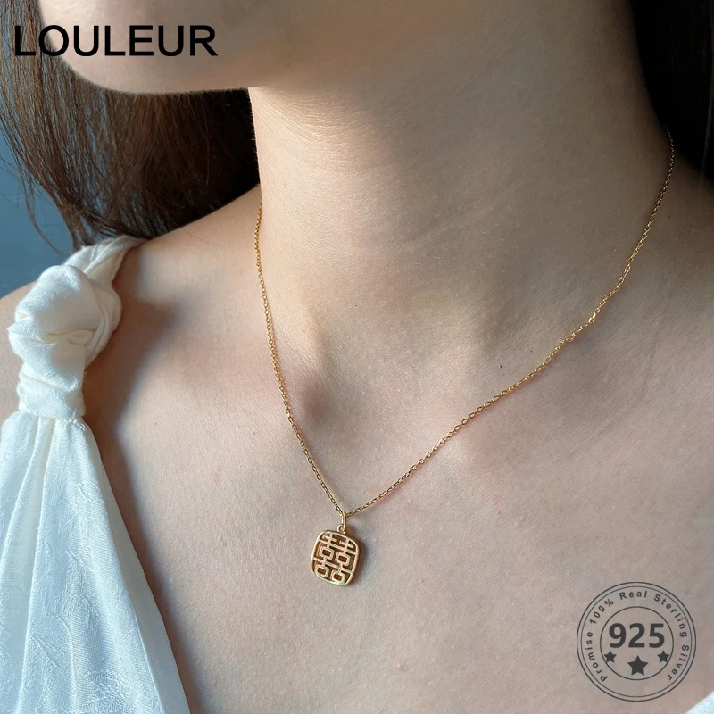Louleur 925 пробы Серебряное ожерелье с подвеской в виде китайского персонажа Золотое