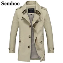 В классическом британском стиле Бизнес Стиль длинные вымытые Повседневное однобортная Для мужчин ветровка куртка Костюмы M-5XL