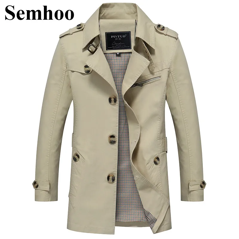 Классическая длинная промытая Повседневная однобортная Мужская ветровка в