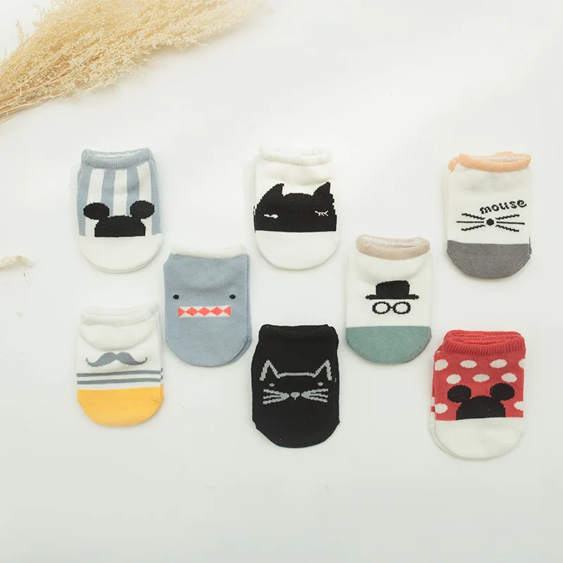 

Spring And Summer New Style Thin Cotton Children No-show Socks Baby Cartoon Anti-slip Socks Infant Floor Learner Cotton Socks
