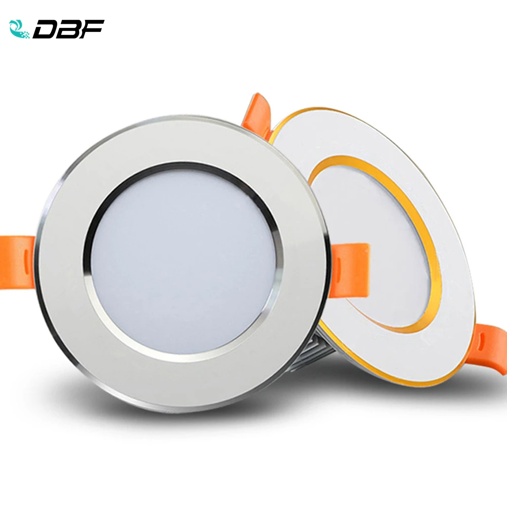 [DBF]Ultra Thin 2-in-1 Silver/Gold Round LED Downlight 3W 5W 7W 9W 12W Aluminum AC220V Driverless LED Ceiling Recessed Spot Lamp