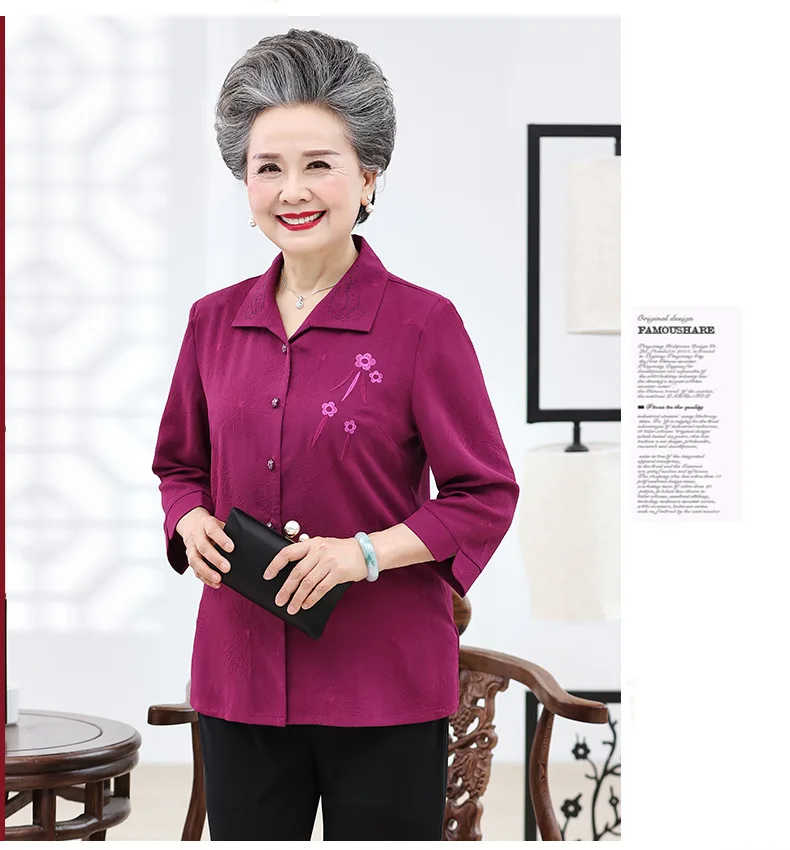 Spring Clothing New Products Grandma-Three-quarter-length Sleeve Elderly People WOMEN'S Suit Elegance 60-Year-Old Grandma-T