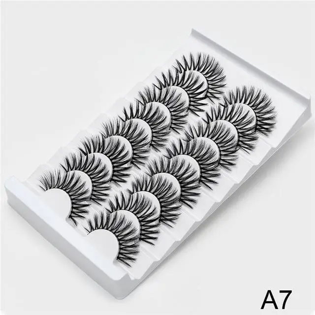 A7 2/5/8 стержень пар Eyelashs натуральных длинных 3D искусственной норковые ресницы толстый ручной полный газа Ресницы объемный мягкий ресницы серо-коричневого цвета накладных ресниц - Цвет: A7