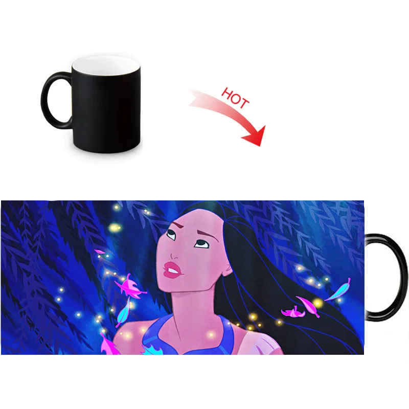 Волшебная кружка Pocahontas, Термочувствительная, меняющая цвет, кружка для воды, молока, керамическая кофейная чашка, новинка, подарок 350 мл/12 унций