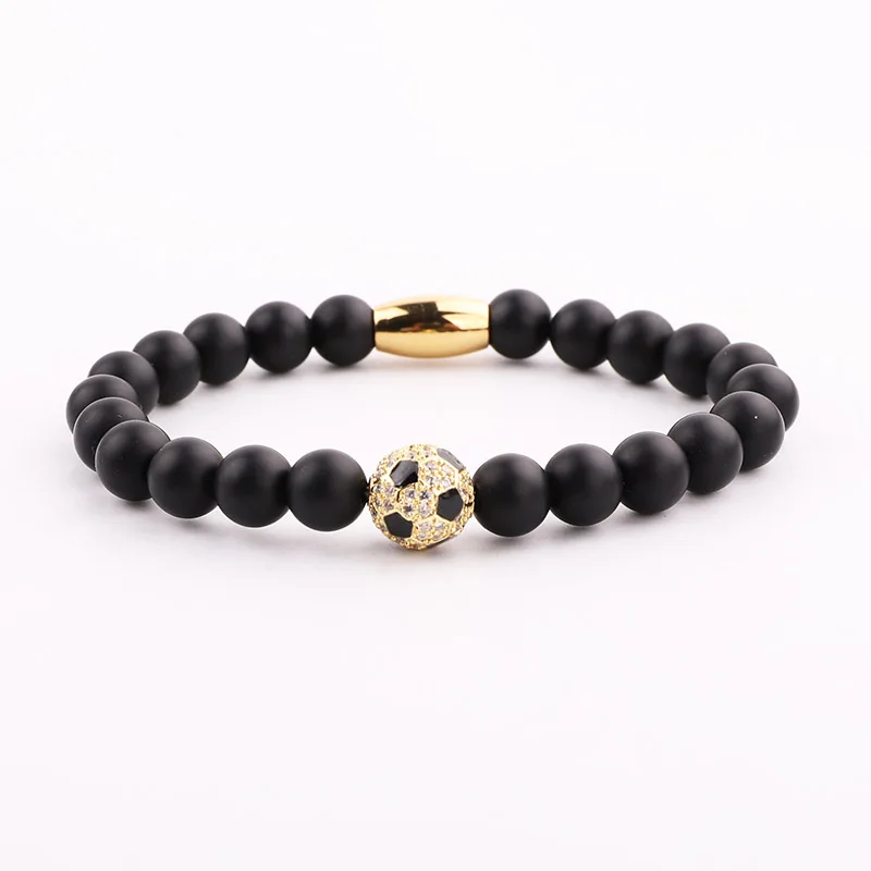 High Quality Natural Stone Football Bracelet Soccer Ball Charm Beaded Elastic Bracelet Jewelry Men - Image 6