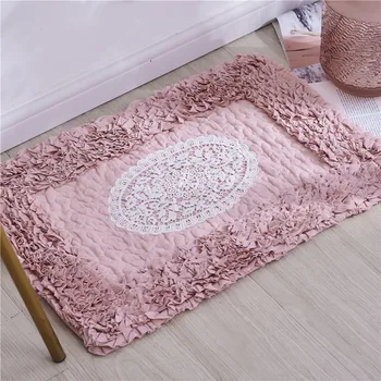 

Creative heart-shaped lace anti-skid floor mat door mat bathroom living room absorbent bedroom floor Rugs Washable Mats