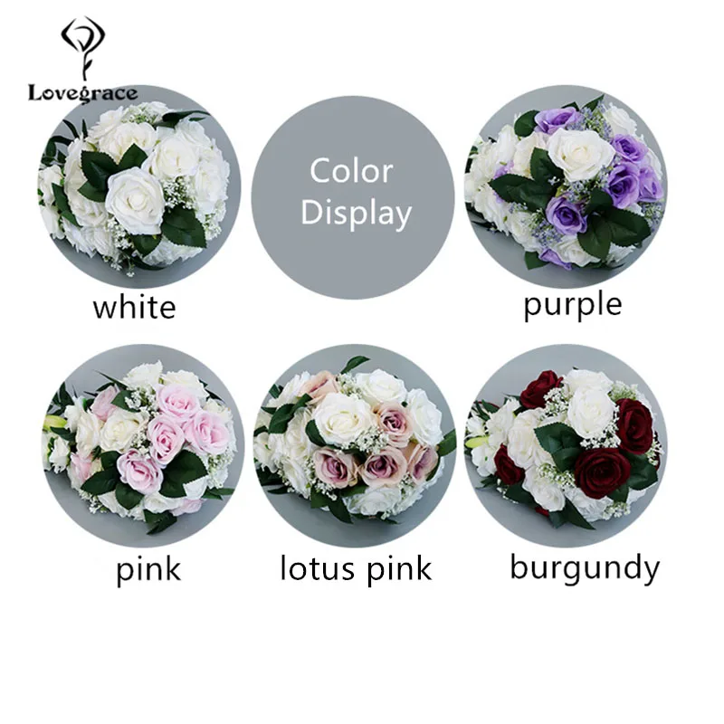 Wedding Bouquets Wedding Flower Decoration Lovegrace Bride Waterfall Wedding Bouquet Bridesmaid Vintage Wedding Rose Flower Marriage Party Supplies Pink Luxurious Bouquet