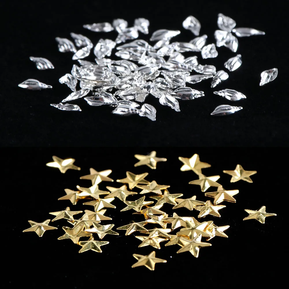 3D смешанные золотые серебряные цветочные раковины для украшения ногтей осень море микро бусины ломтик наклейки аксессуары для ногтей LEFB05-10