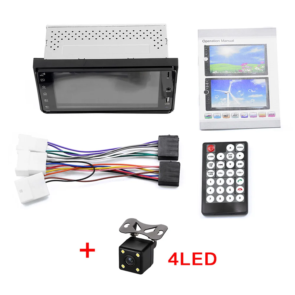 2 Din автомобильный радиоприемник TF Bluetooth мультимедийный плеер для Toyota Corolla 7 ''Авторадио Mirrorlink аудио стерео - Цвет: with 4LED camera
