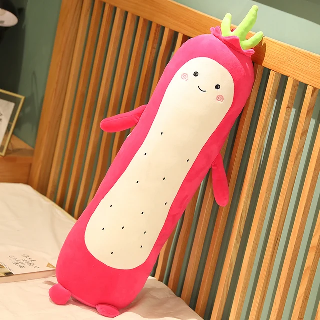 80/110CM kawaii Fruit Plush Toys Cute Stuffed Soft Peach Kiwi Lemon Pitaya Long Pillow for Children Kids Sleeping Cushion Gift