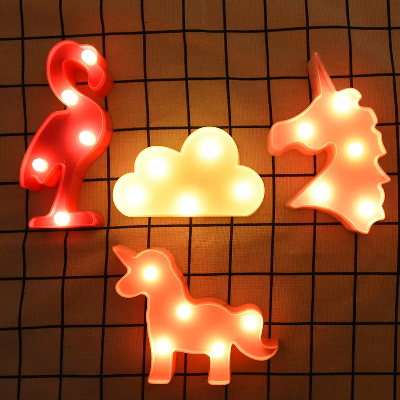 Lovely Unicorn Flamingo Cloud Star Moon LED 3D Night Light Kids Gift Toy For Baby Children Bedroom Tolilet Lamp Home Decoration