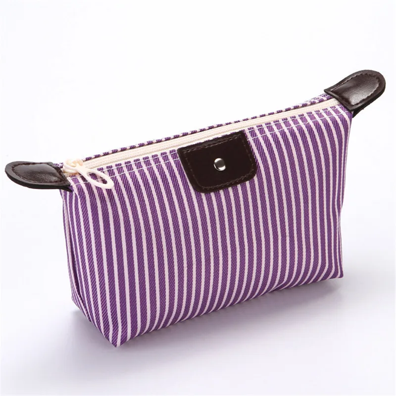 

JM Travel Cosmetics Cosmetiquero Mujer Striped Cosmetic Bag New Foldable Dumpling Bag Large Capacity Ladies Make up Storage Bag