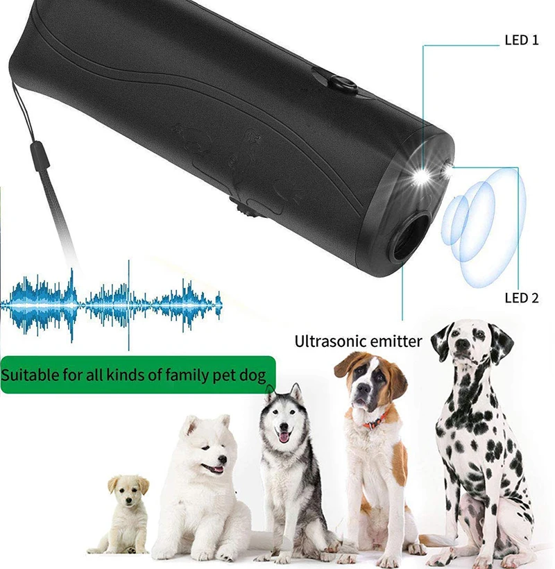 Benepaw Handheld Ultrasonic Dog Repellent Chaser LED Flashlight Safe Effective Pet Training Device Anti Barking Easy To Carry