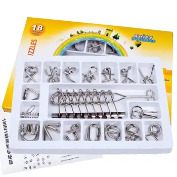 

Kuulee 18PCS/Set Metal Puzzle IQ Mind Brain Teaser Magic Wire Puzzles Game Toys for Children Adults