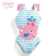 Honeyzone/купальник для девочек с вышивкой Кита, Цельный купальник, купальный костюм, детская пляжная одежда для девочек