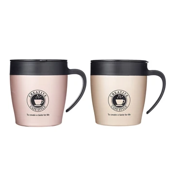 

2 Set Handle Coffee Mug Stainless Steel Cups Vacuum Flask Thermo Water Bottle-Rose Gold + Black & Champagne Gold + Black