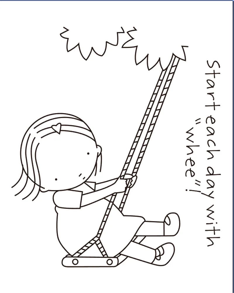 

10x8 Little girl swinging New Transparent Clear Rubber Stamp Sheet Cling Scrapbooking Photo Album PaperCard DIY Craft