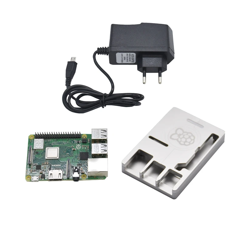 3 в 1 Raspberry Pi 3 Model B+(плюс)+ ЧПУ Алюминий чехол с выходом 5V 2.5A Мощность адаптер Наборы штепсельная вилка европейского стандарта