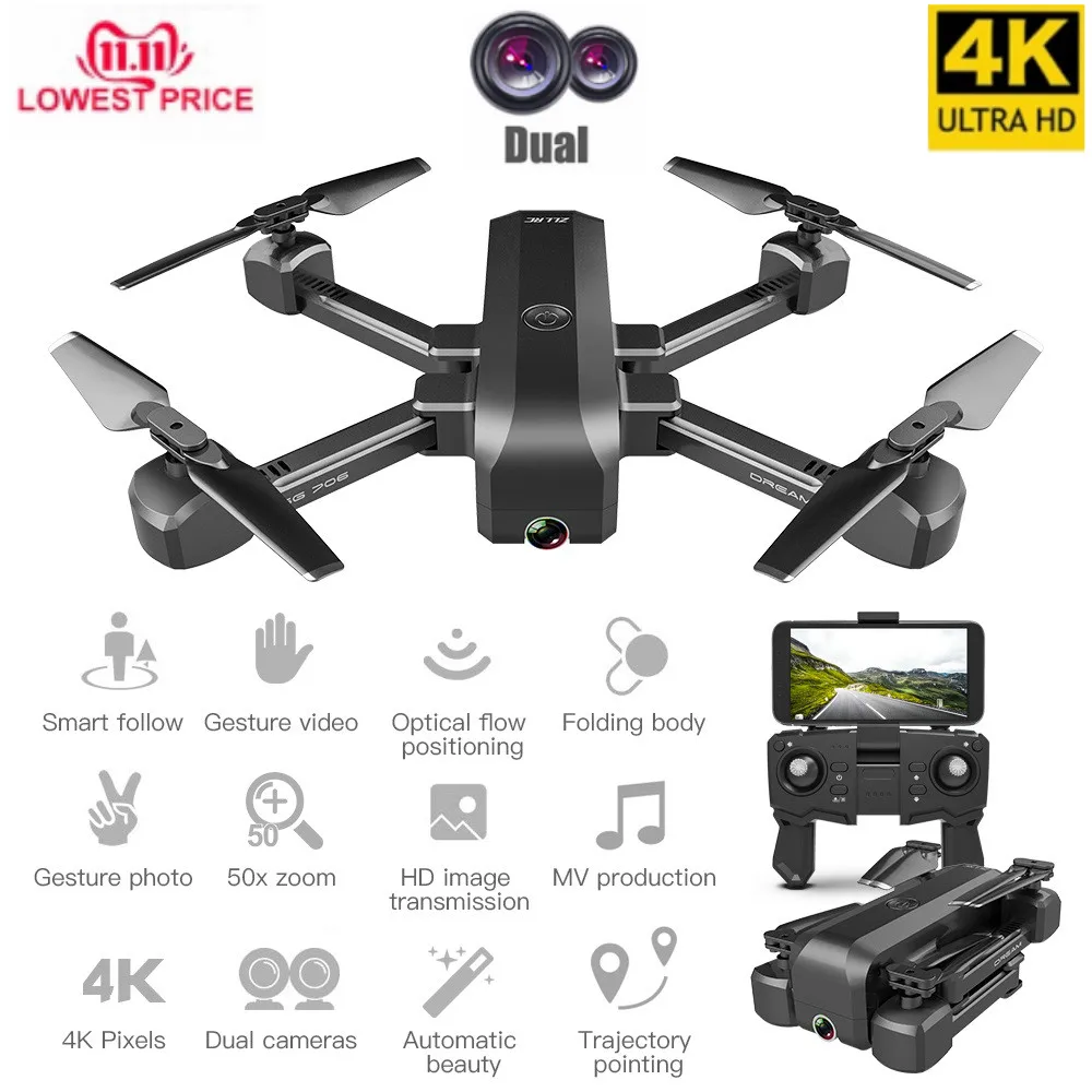 SG706 Folding drone 4k profesional WIFI FPV Quadrocopter with camera HD air selfie quadcopter Speed control optical flow Drones