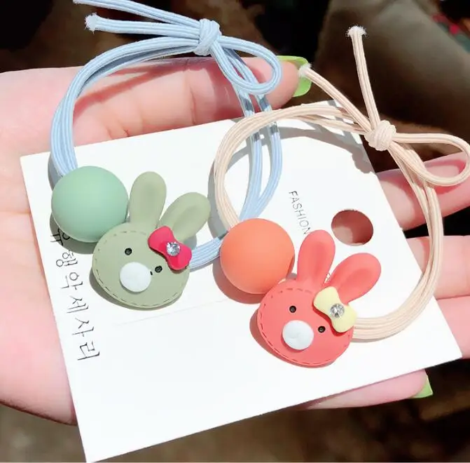 120pcs/lot Simple Multi Acrylic Scrub Rabbit Rubber Bands Elasticity Candy Colore Hair Bands Styling Tools Accessories HA1454