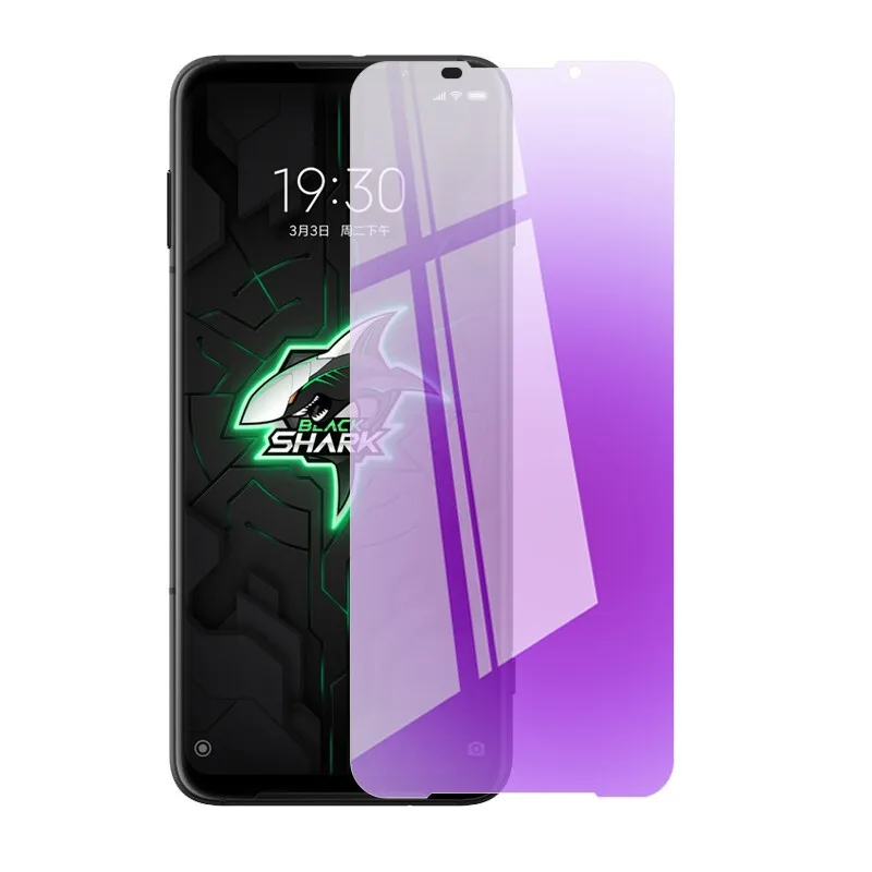 For Xiaomi Black Shark 3 Pro Anti Blue Glass 2 Helo 3S Tempered Screen Protector Full Cover Blue-ray | Мобильные телефоны и