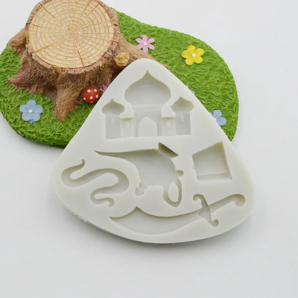 

Feihuan 1pc Sword castle Silicone Cake mold fondant mold birthday cake decorating tools chocolate Sugarcraft mold FM1891