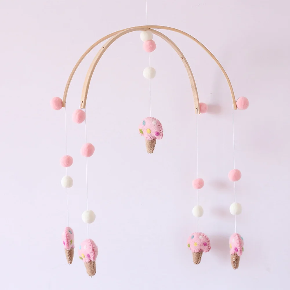 Pink Ice Cream Детские Мультяшные погремушки фетровая коробка для игрушек кроватка деревянный колокольчик декор комнаты реквизит для фото - Color: Pink Ice Cream