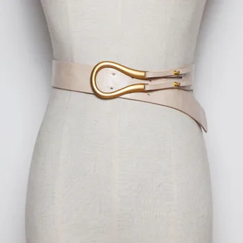 

WKOUD EAM 2020 New Summer Metal Buckle Leather Belt Women Fashion Wild Dress Corset Belt Female Beautiful Waistband PF108