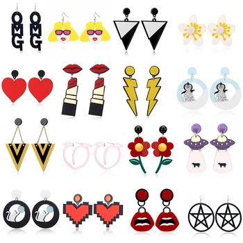 

16 Styles Statement Acrylic Resin Lightweight Colorful Large Dangle Earrings Kit X7YA