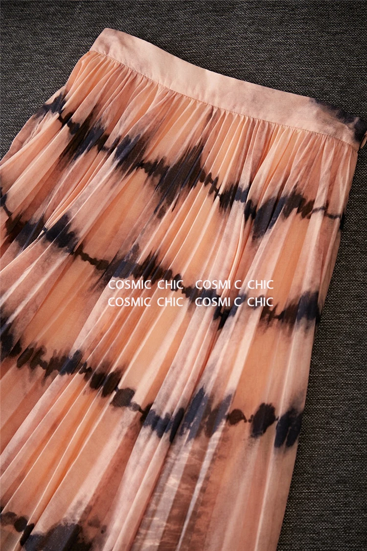 Cosmicchic SS подиумная дизайнерская юбка макси с завышенной талией, большие качели, элегантная Ретро трапециевидная юбка с принтом, гофрированные длинные юбки