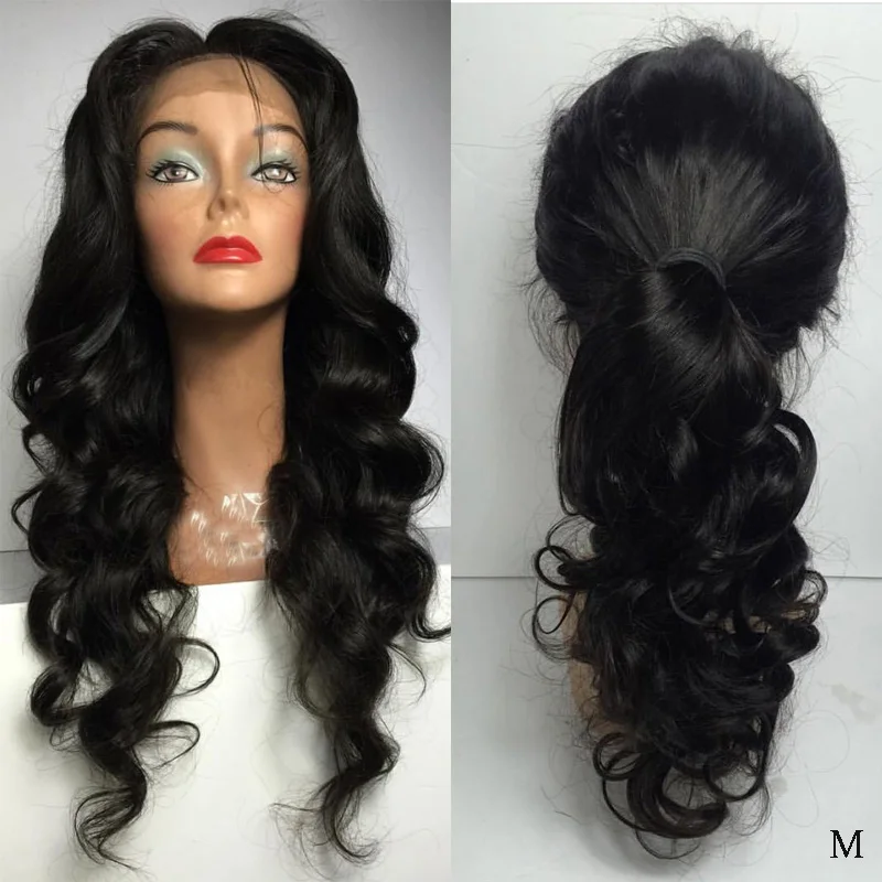 Парик LUFFYHAIR 13x6 накладные волосы индийские Remy волнистые натуральные черные 6