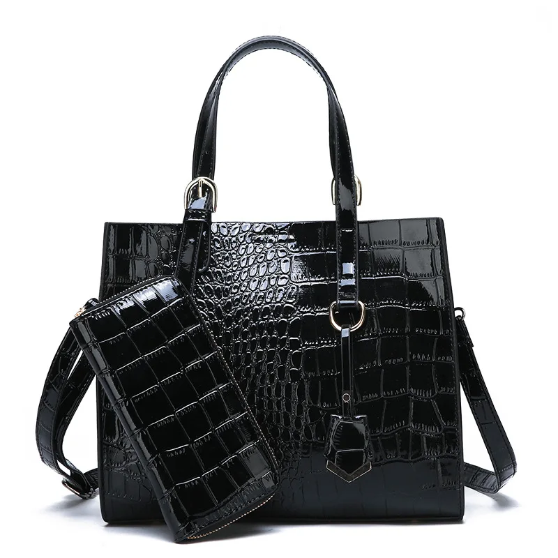 

2019 New Style Europe And America Fashion Handbag Crocodile Pattern Shoulder Different Size Bags Two-Piece Set
