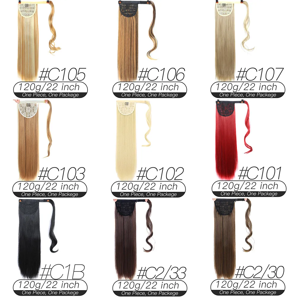 

LiangMo Fake Hair Pieces Afro Long Straight Drawstring Ponytail Synthetic Hair Bun Pony Tail Clip In Hair Extensions