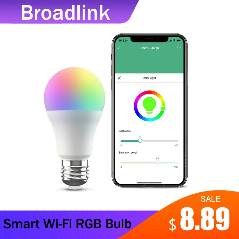 Broadlink Lb27 Smart Wi-Fi Rgb Lampadina Dimmer Timer Light Funziona Con Google Home E Alexa