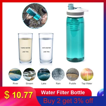 

Water Filter Straw 770ml Outdoor Sport Leakproof Water Filter Bottle Water Purifier for Camping Hiking Backpacking Travel