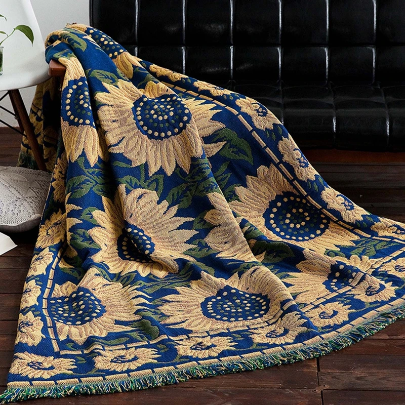 Американский кантри диванные одеяла подсолнухи декоративные Slipcover кидает на диван кровать путешествия коврики коврик-шарф кисточки