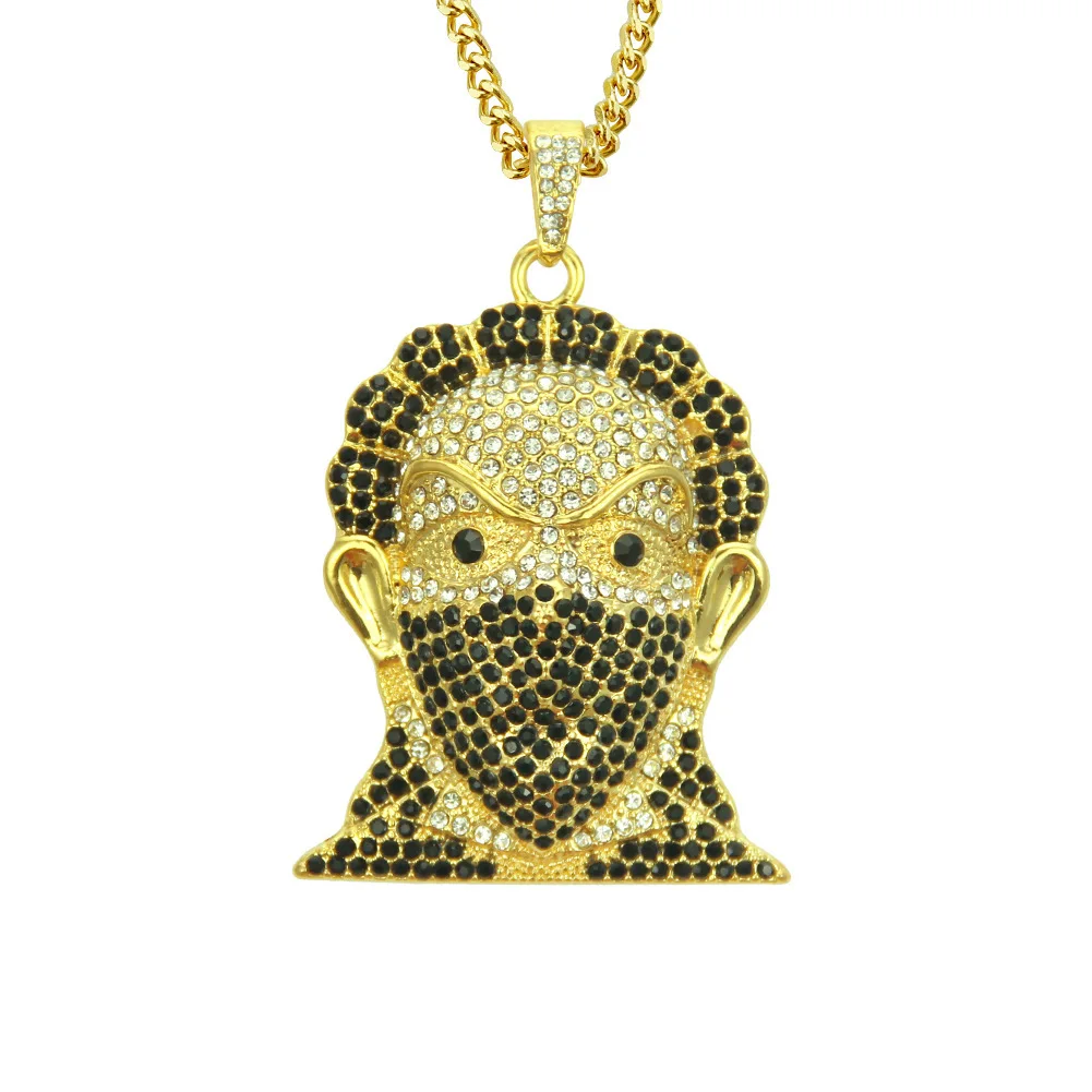 

HipHop Hip Hop Creative New Products Necklace Cool Full of Crystals Europe And America Exaggeration Masked Men Avatar Pendant Ne
