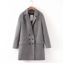 ZOEPO, осенне-зимние однотонные шерстяные пальто, женские модные двубортные куртки, женские элегантные пальто с длинным рукавом, женские, дамские, JN