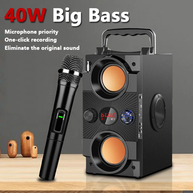 40 Вт большой Мощность Портативный Bluetooth Динамик Беспроводной бас Колонка 3dstereo