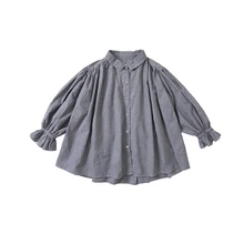 Детская клетчатая рубашка в Корейском стиле Осенняя Модная рубашка для девочек Осенняя клетчатая рубашка для больших девочек