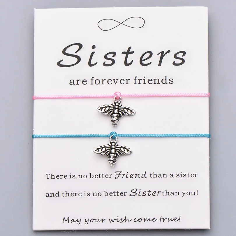 Pipitree 2 шт./компл. сестры двойной пчелы браслет для женщин красные нитяные браслеты счастливое пожелание ювелирные изделия подарок дружбы Pulsera Mujer