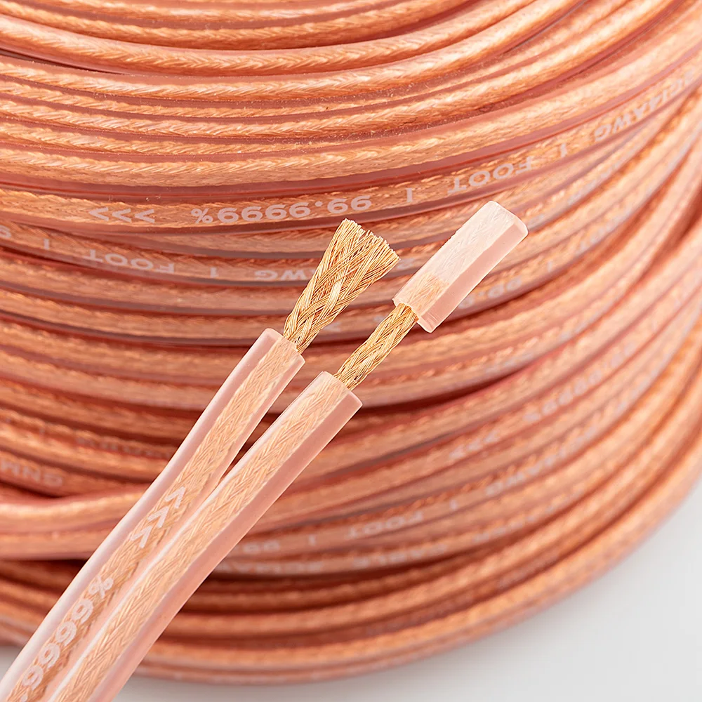GNM pure copper audio speaker cable 99.99999 high purity copper flat