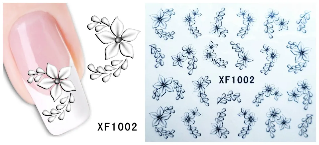 5 Sheet Water Nail Art Decorations Stickers for Manicure Design 3D Flower Water Nail Art Stickers Transfer Nail Art Decals Foil