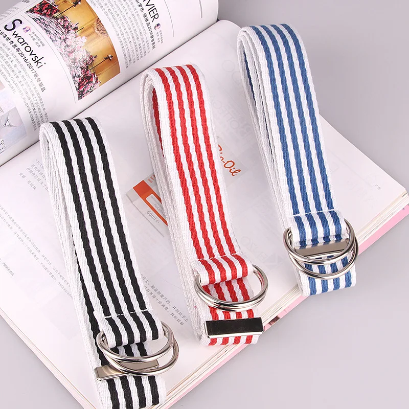 Горячая Распродажа Новая женская талия металлическая пряжка на ремень Двойные кольца нейлон холст ремень повседневный модный поясной ремень аксессуары высокого качества