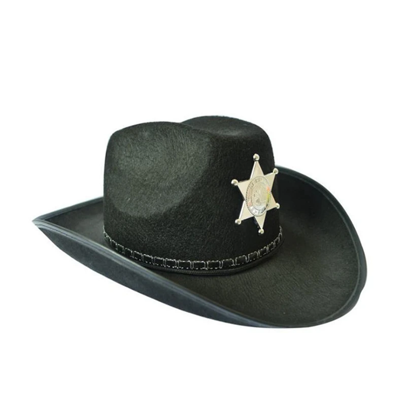 Ковбой Западный дикая Западная шапка шерифа нарядное платье Хэллоуин западная ковбойская шляпа Венеция шляпа шапочка со звездой